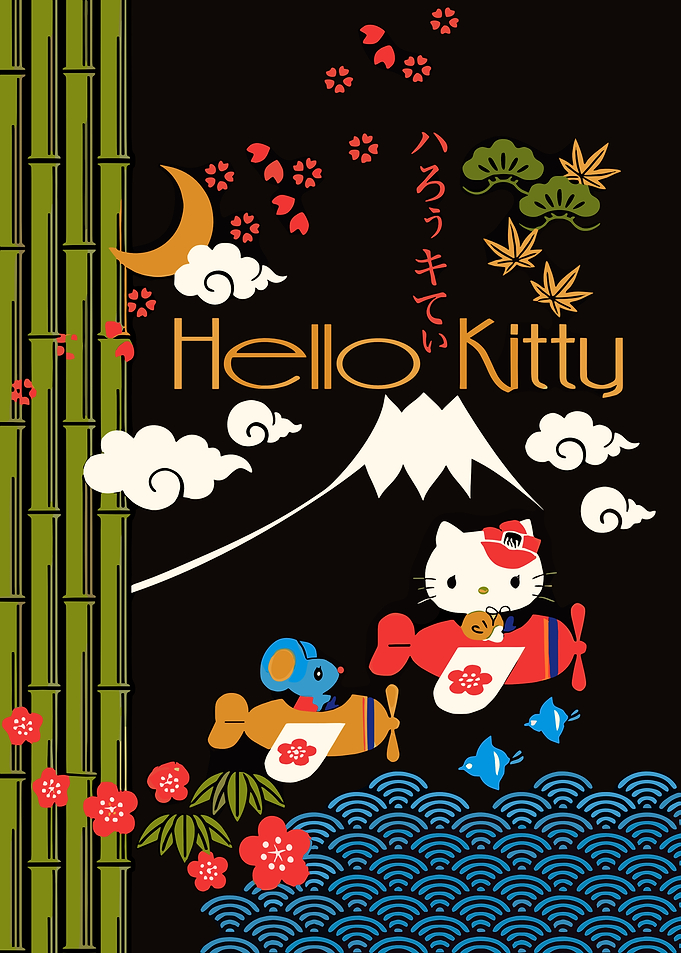 Hello Kitty Japanese Style Illustration