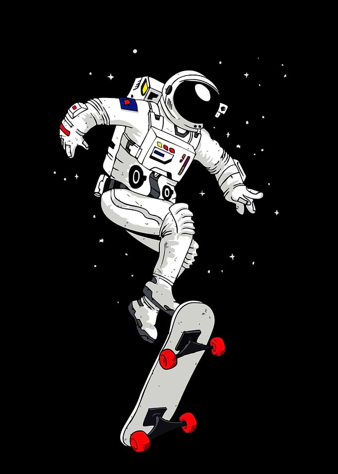 Astronaut Skateboarder in Space