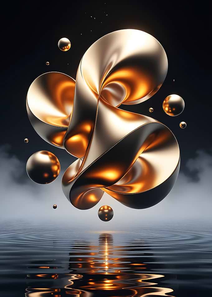 Abstract Golden Shape on Water