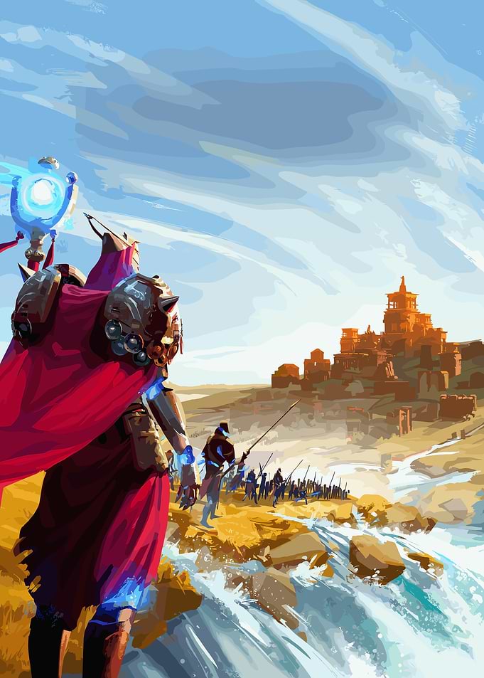 Fantasy Warrior Leading an Army