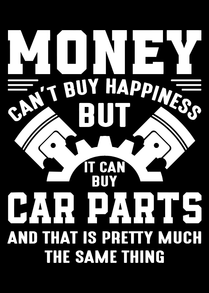 Money Can’t Buy Happiness Car Poster, Funny Automotive Wall Art, Gearhead Garage Decor