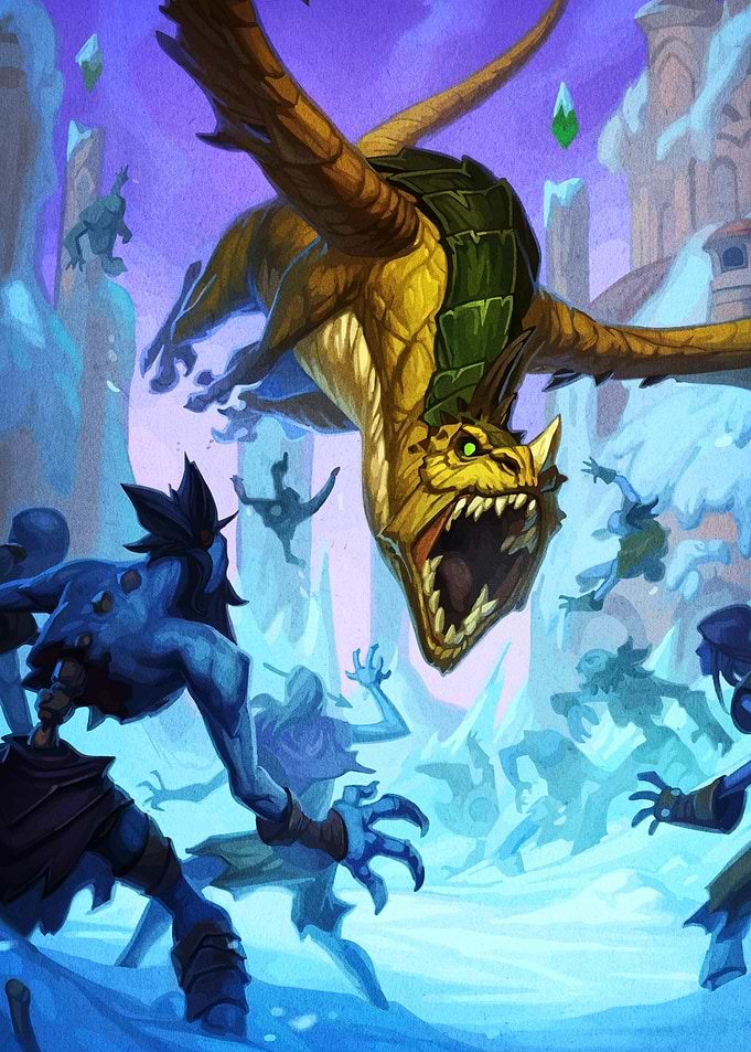 Dragon attacking in snowy landscape