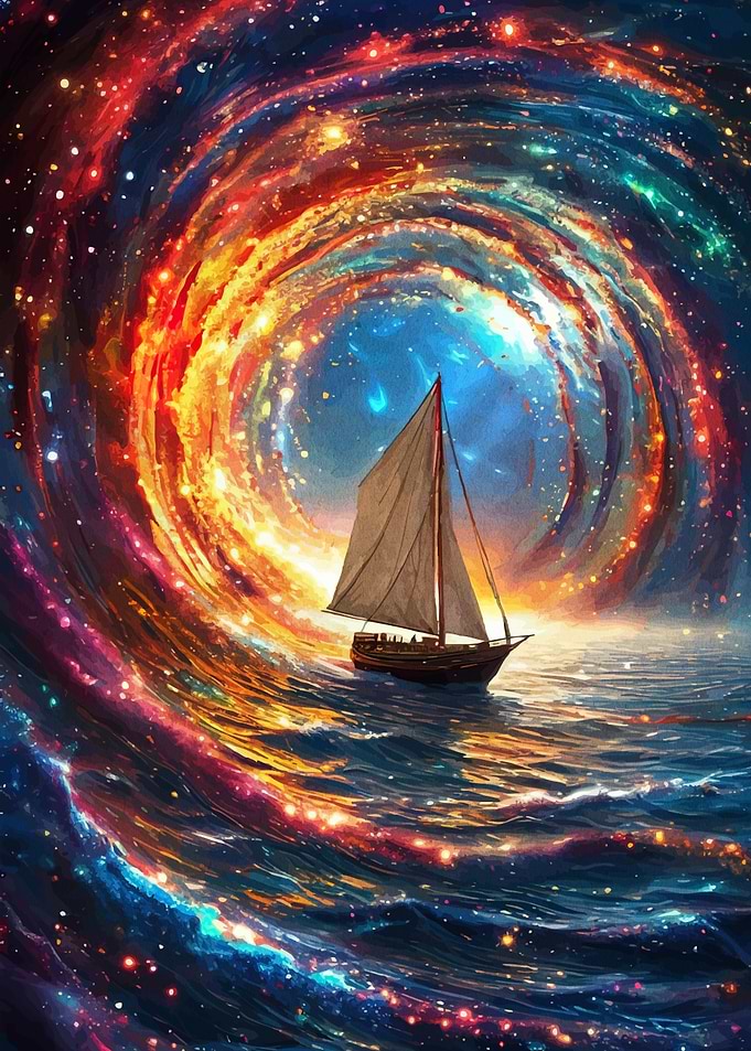 Sailboat in a Cosmic Swirl