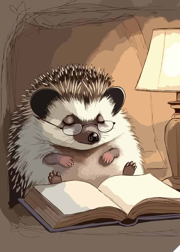 Hedgehog Reading Book with Glasses v3