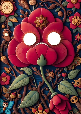 Floral Fantasy with Cartoon Elements