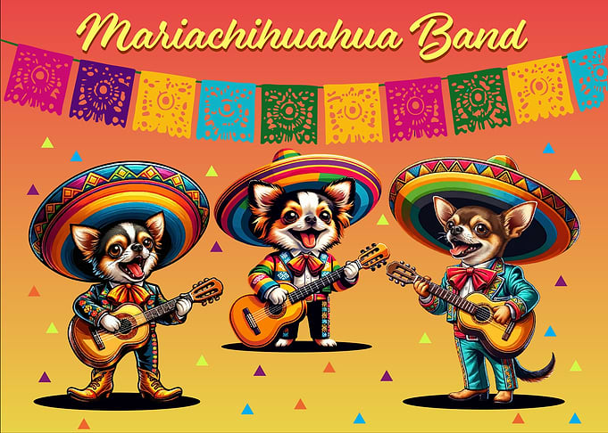 Mariachihuahua Band Chihuahua Dogs Illustration