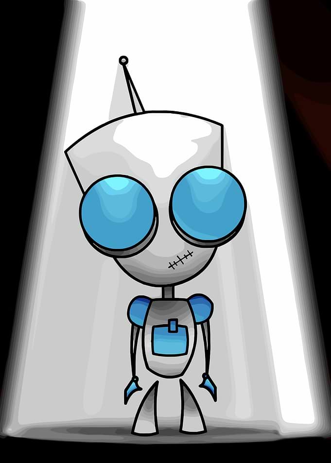Cartoon Robot Character in Spotlight