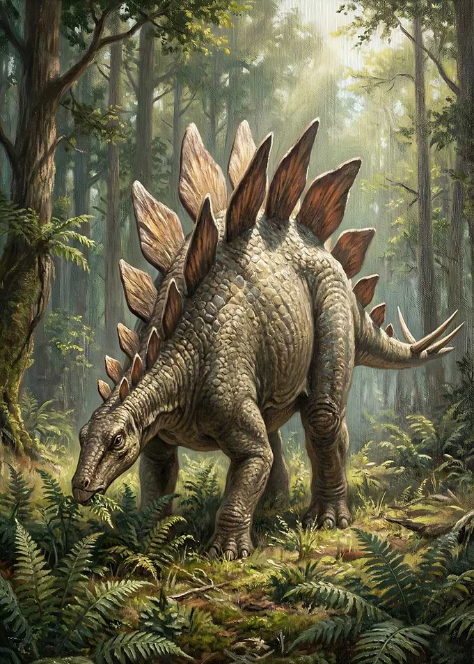 Stegosaurus in Lush Forest