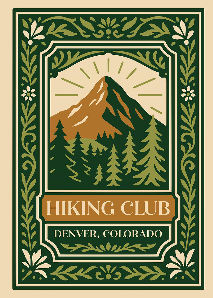 Hiking Club Denver Colorado Poster