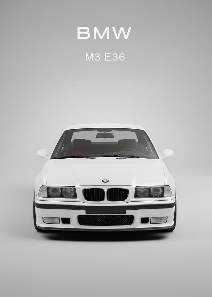 White BMW M3 E36 Front poster