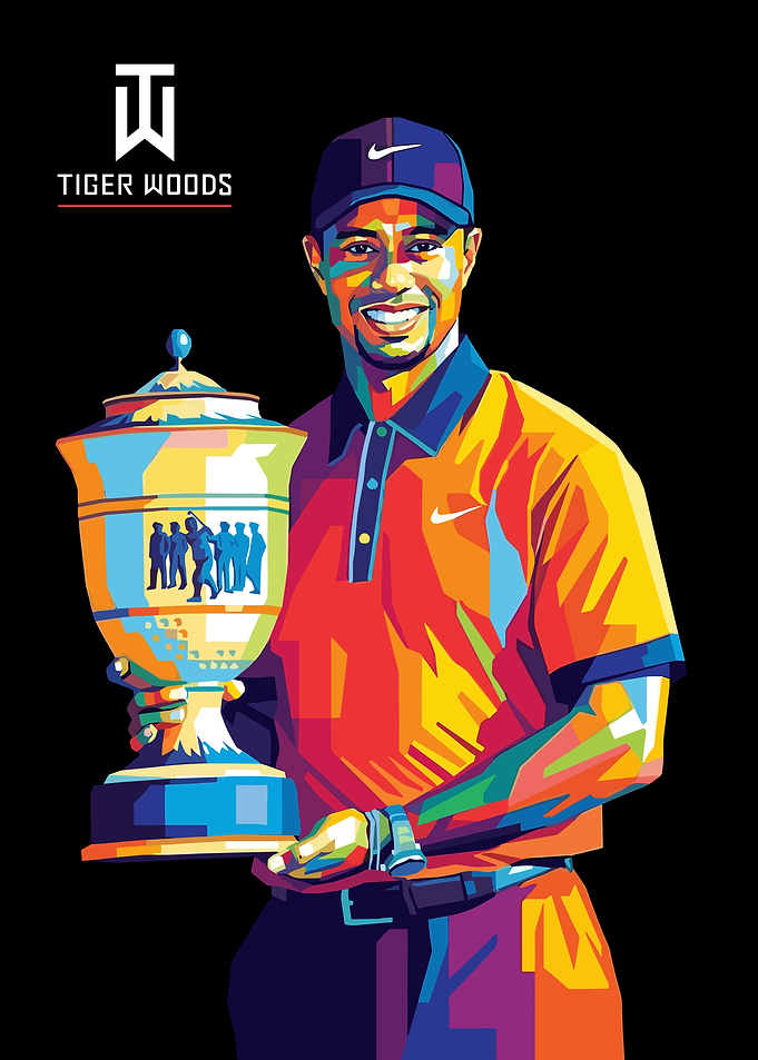 Tiger Woods Colorful Pop Art Portrait