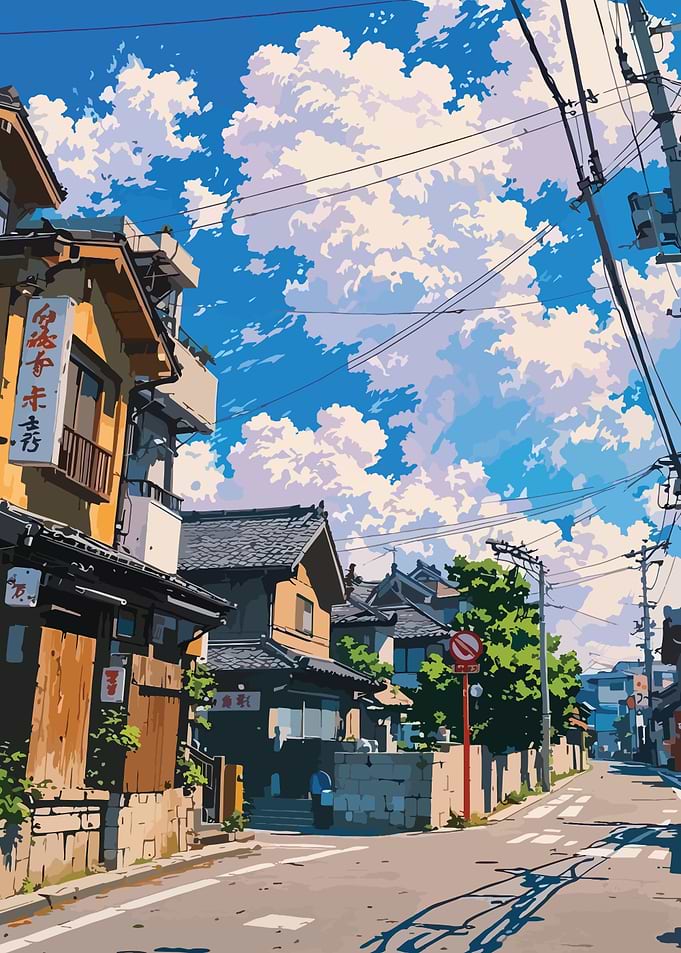 Japanese Street Scene Anime Style
