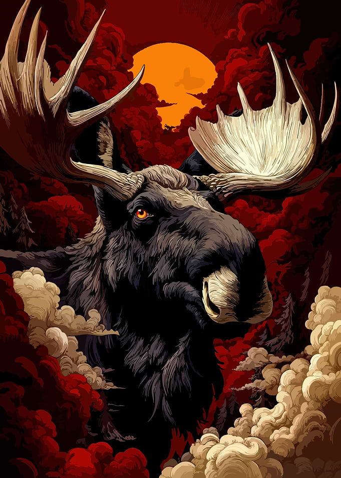 Majestic Moose in Dramatic Landscape