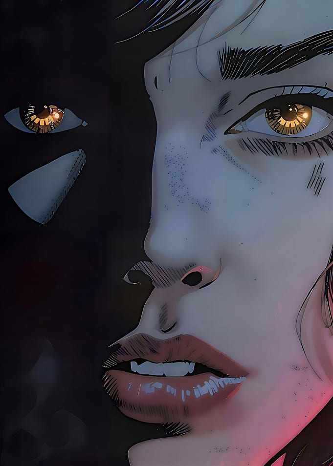 Woman's Face in Shadow and Light