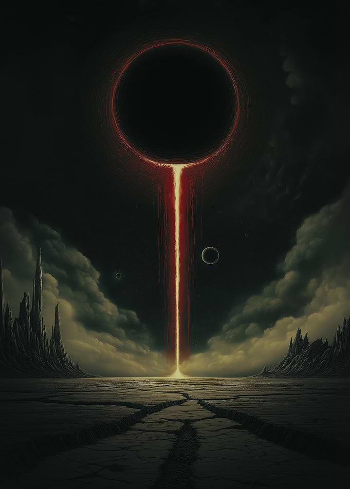 Dark Fantasy Landscape with Red Circle