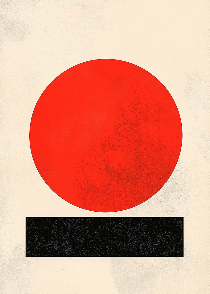 Abstract Red Circle and Black Rectangle