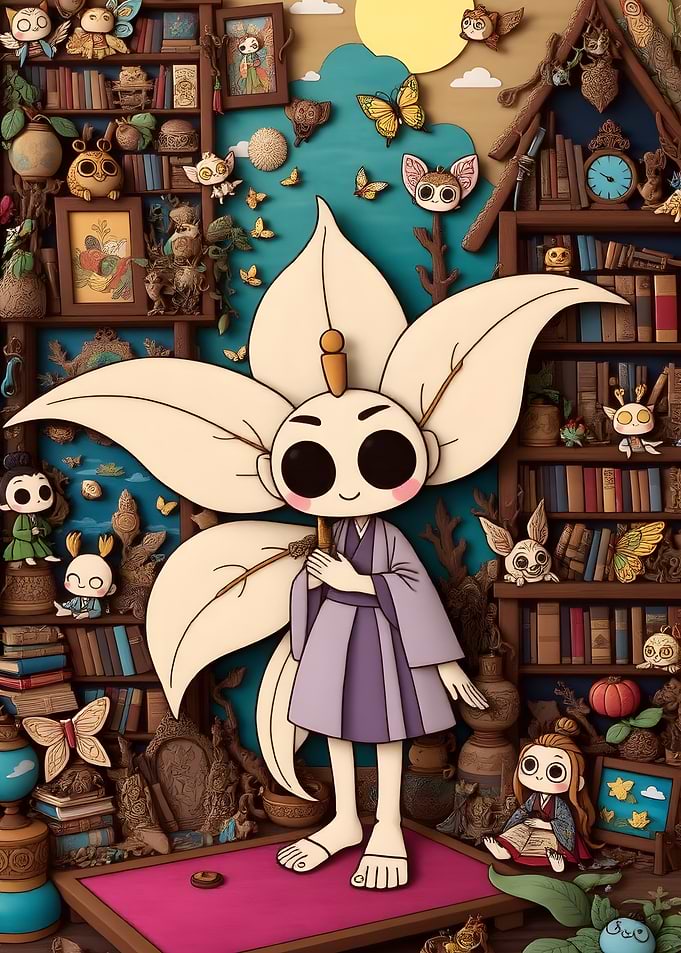 Cute Character with Flower Petal Head