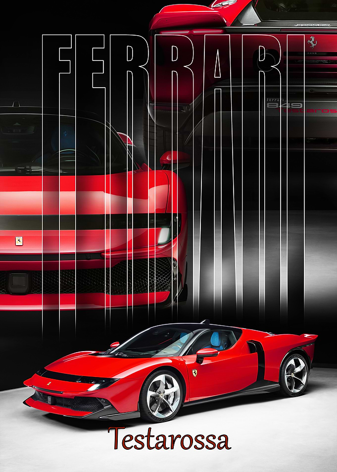 Red Ferrari Testarossa Car Poster