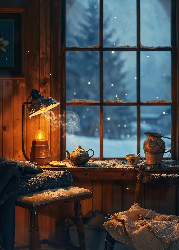 Cozy Winter Cabin Scene