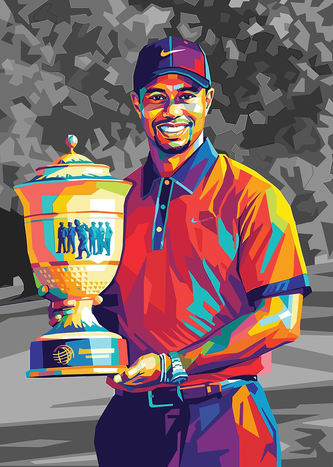 Tiger Woods Colorful Pop Art Portrait