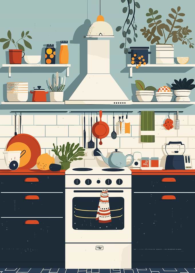 Cozy Kitchen Interior Illustration