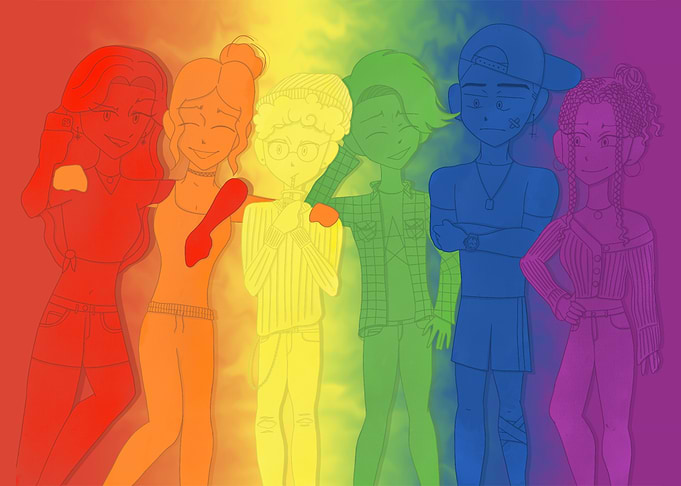 Rainbow Colored Cartoon Characters