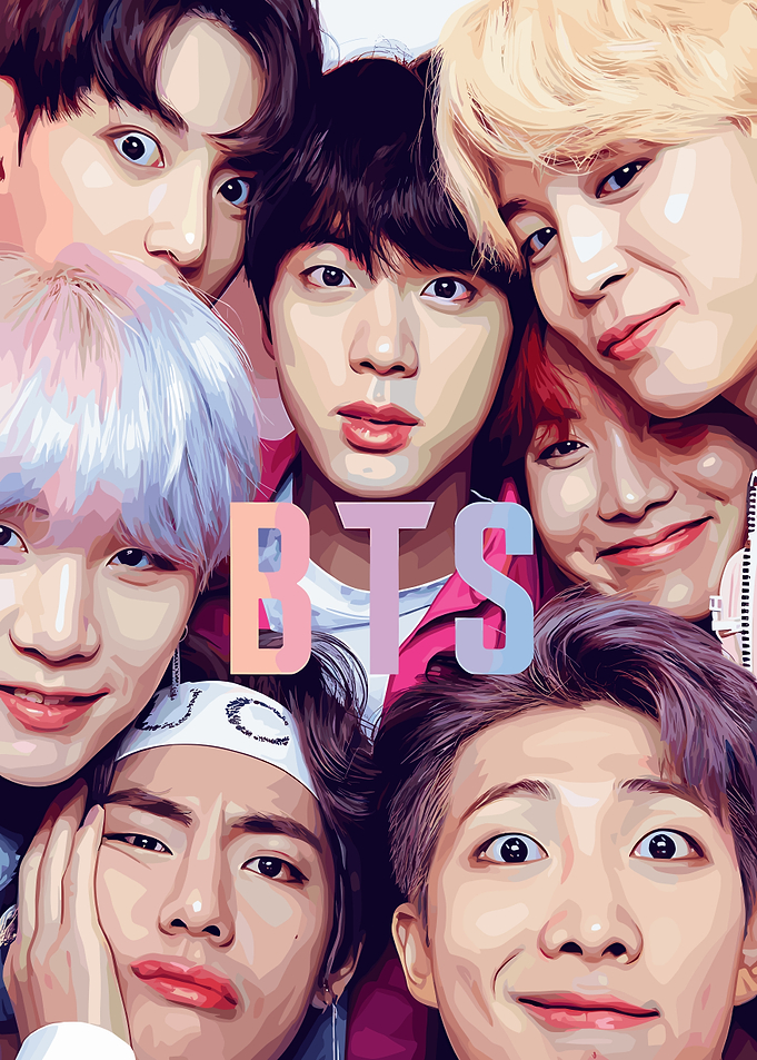 BTS Group Portrait Digital Art