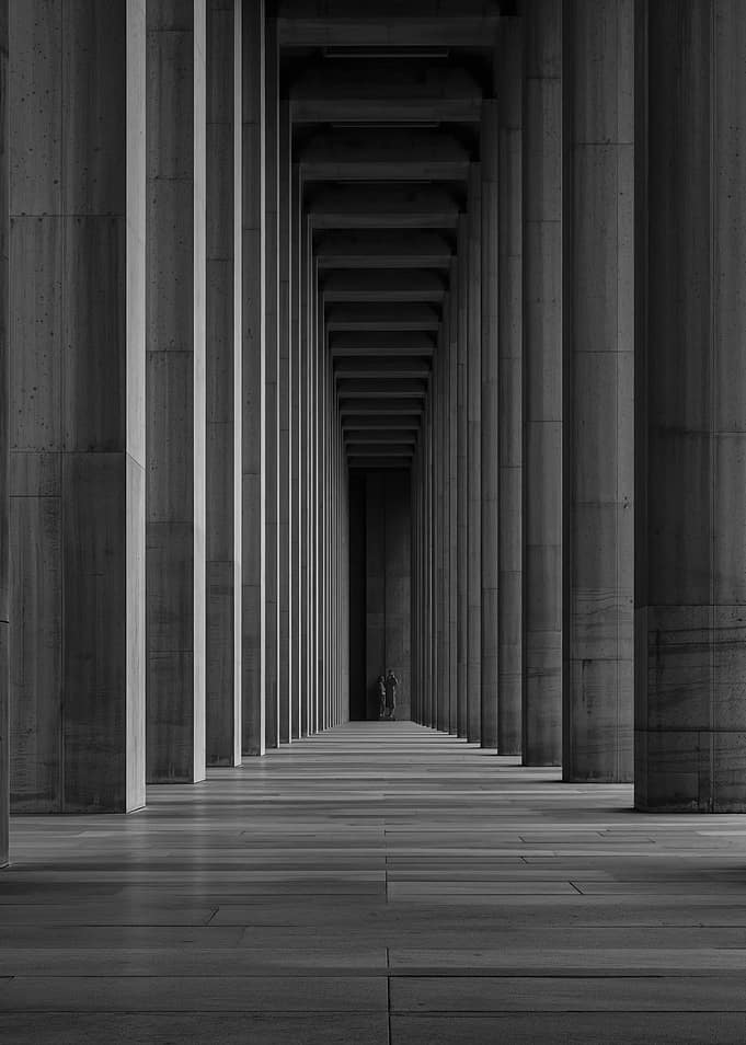 Monochrome Pillars Perspective
