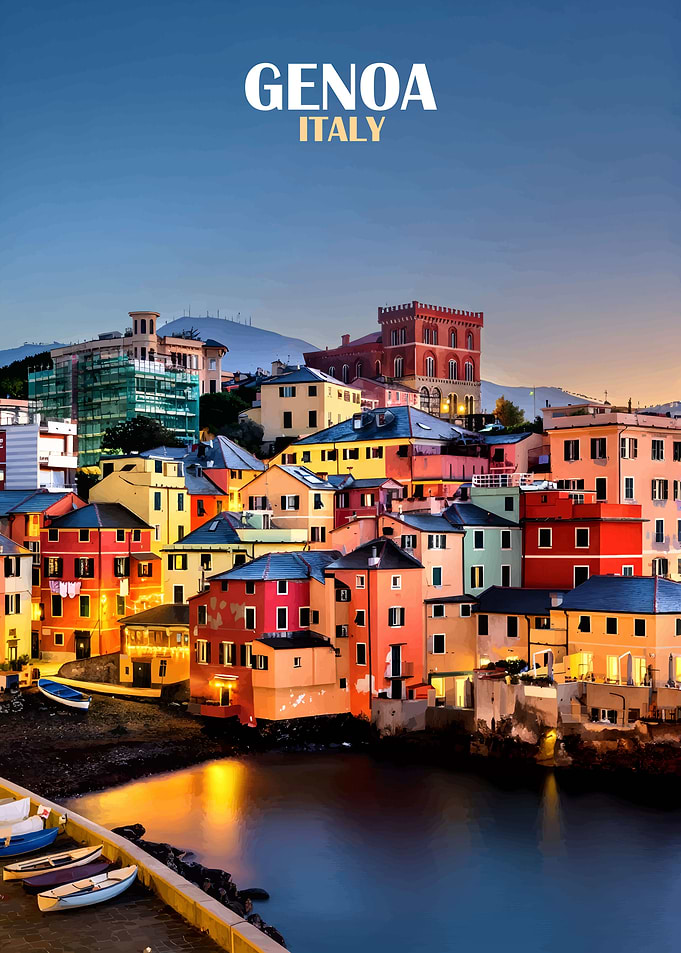 Genoa, Italy at Dusk