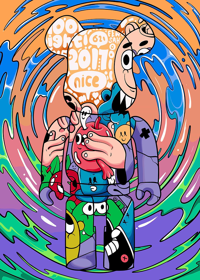 Colorful Bearbrick-Inspired Character Art