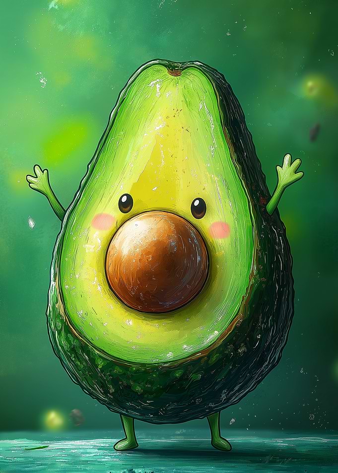 Cute Avocado Character Illustration