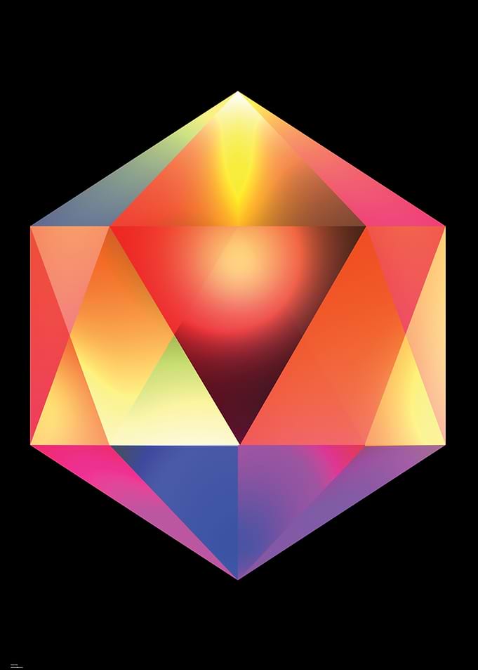 Colorful Geometric Shape on Black Background
