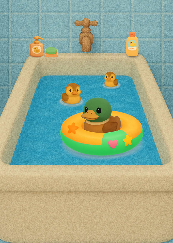Duckies in a bathtub