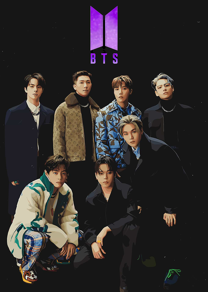 BTS Group Portrait on Black Background