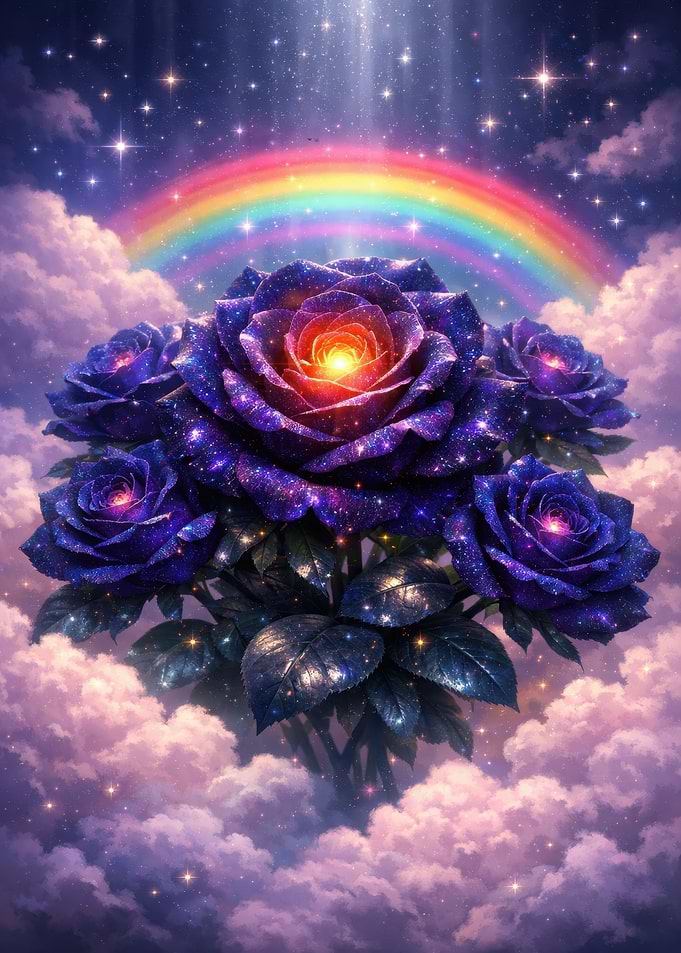 Celestial Roses in Cloudy Sky