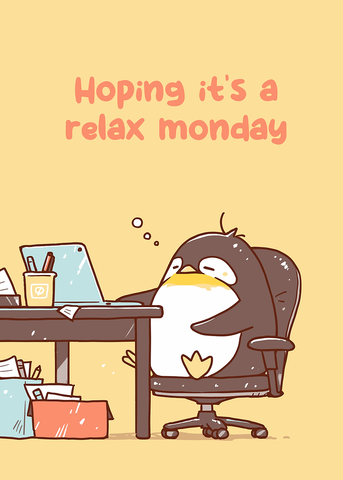 Relax Monday Penguin Cartoon
