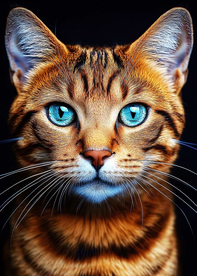 Bengal Cat Portrait with Blue Eyes