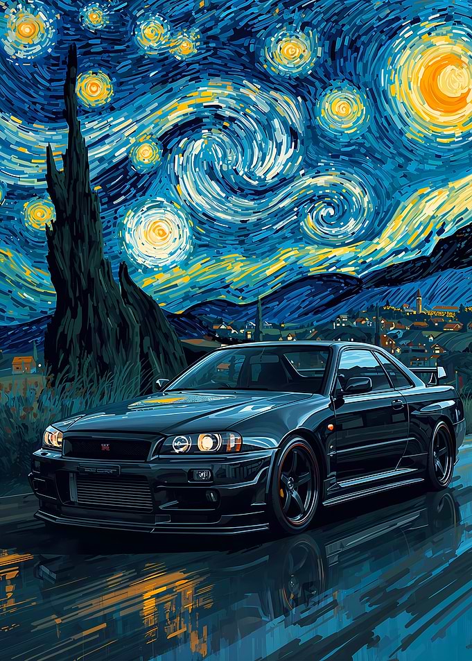 Car Nissan Skyline R34 Starry Night