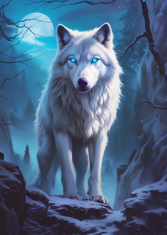 Dark Wood Collection: white Wolf