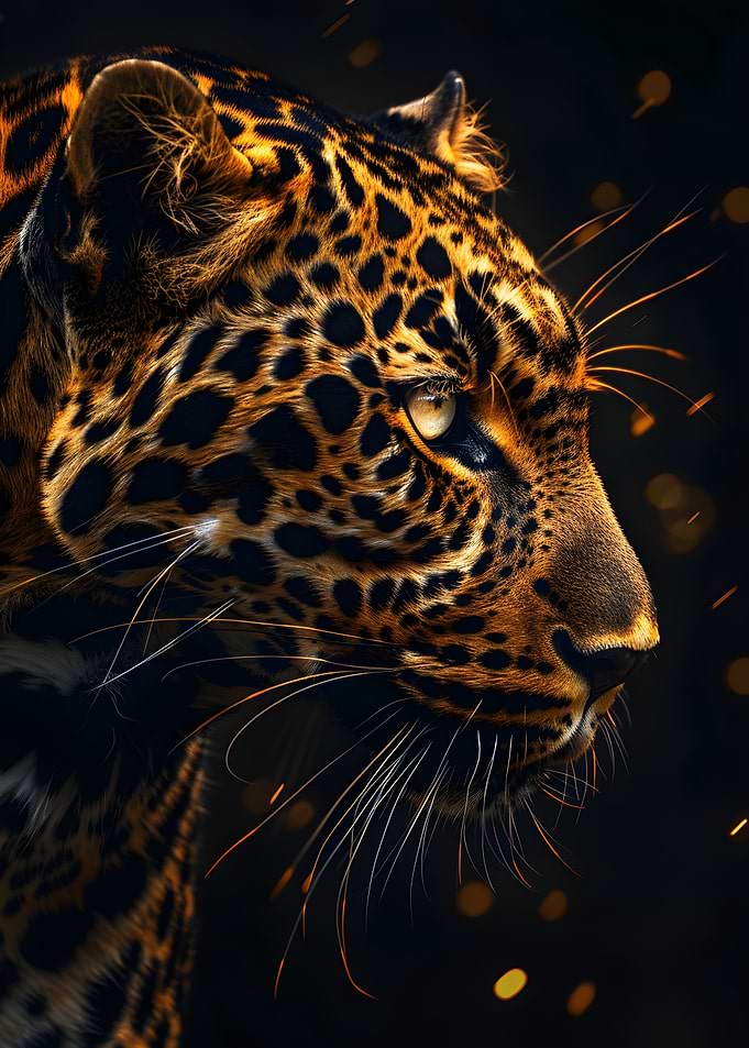 Jaguar Portrait with Golden Highlights