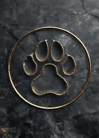 Golden Paw Print on Marble