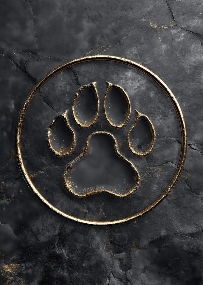 Golden Paw Print on Marble