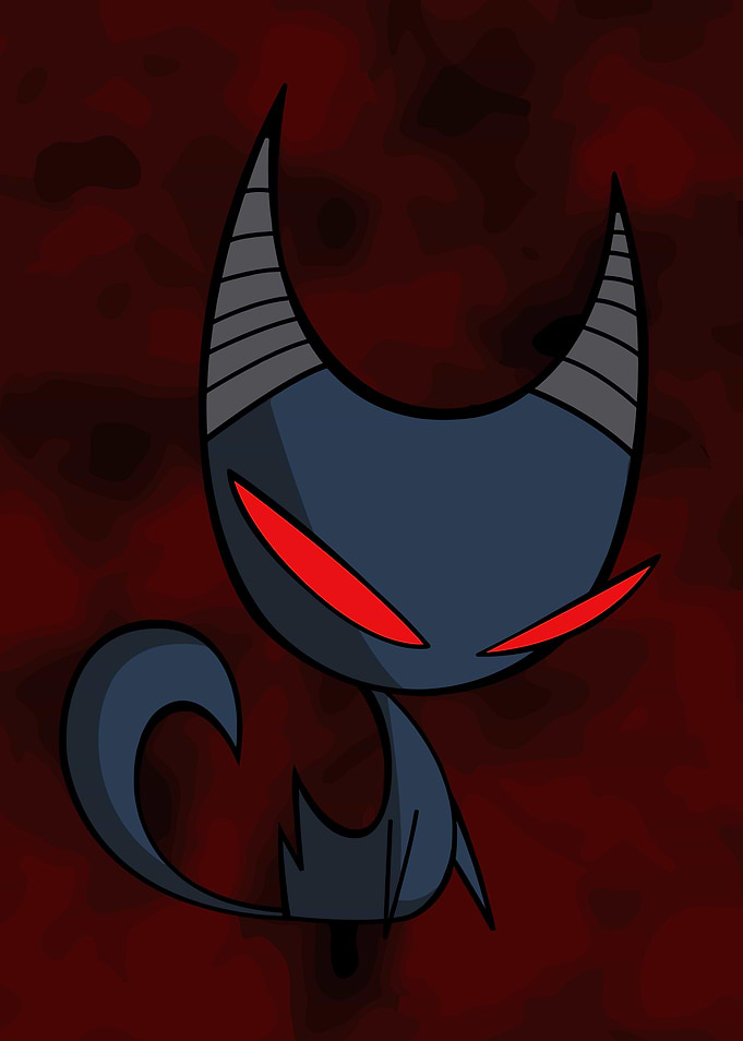 Cartoon Demon Character with Red Eyes