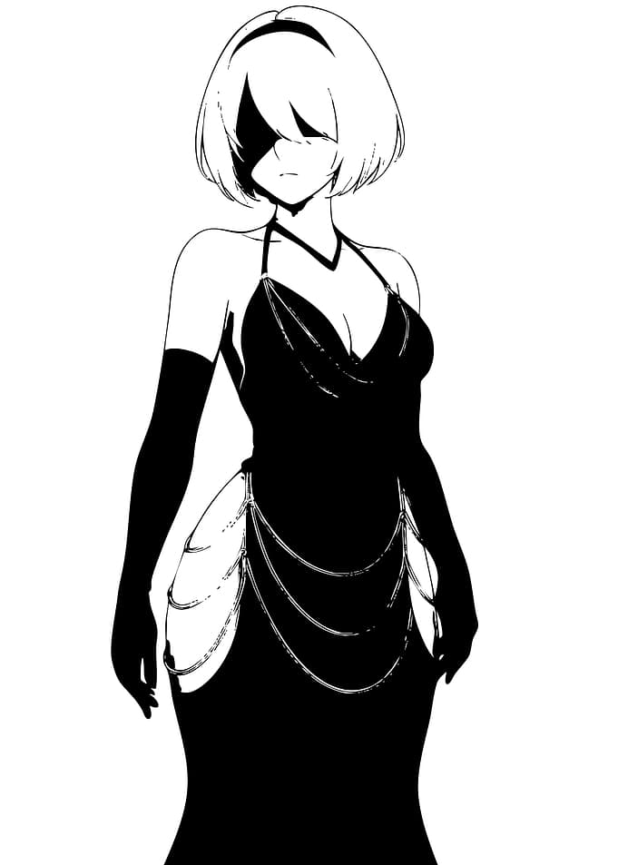 Elegant Woman in Black Dress