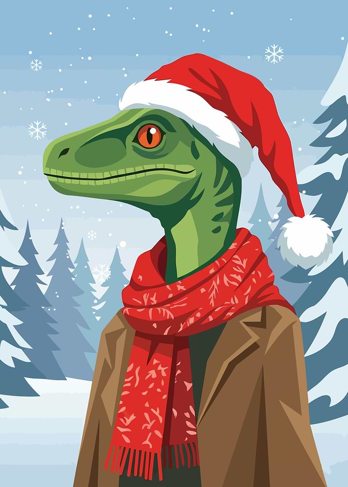 Dinosaur Christmas Portrait