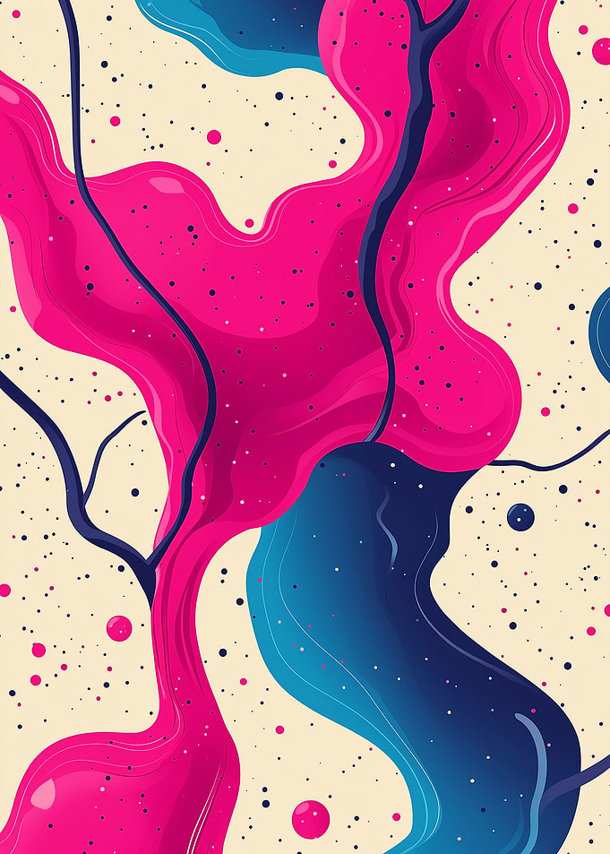 Abstract Pink and Blue Fluid Art