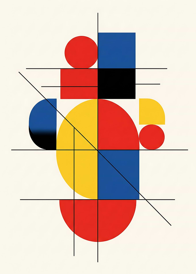 Geometric Composition with Primary Colors