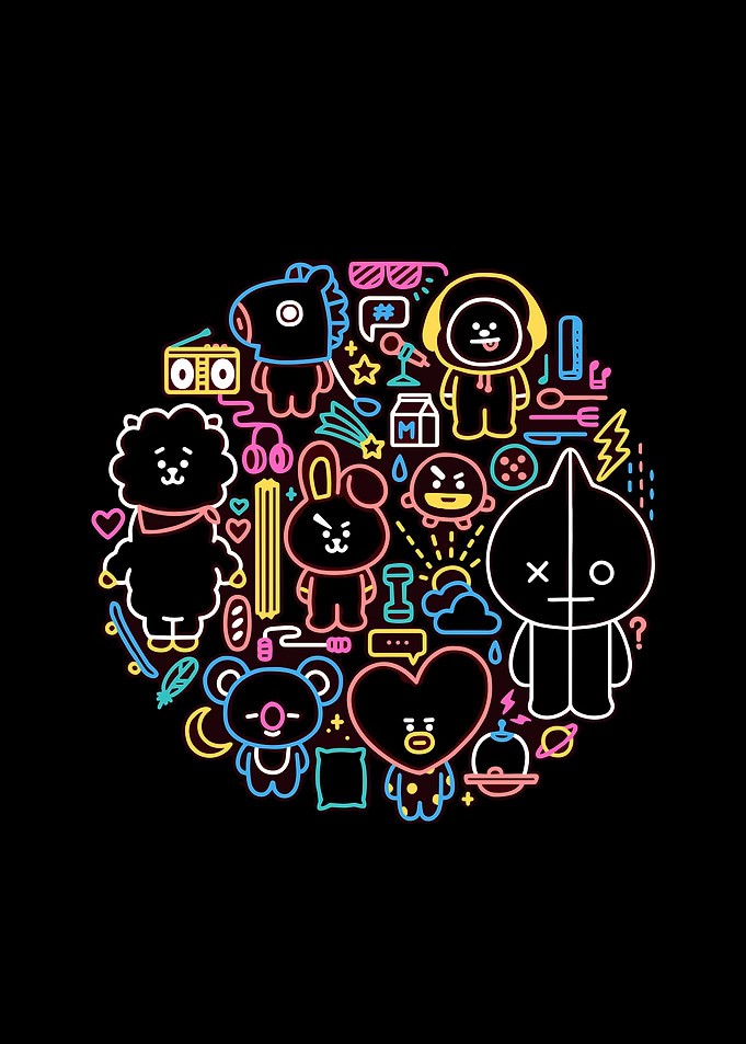 BT21 Neon Character Circle