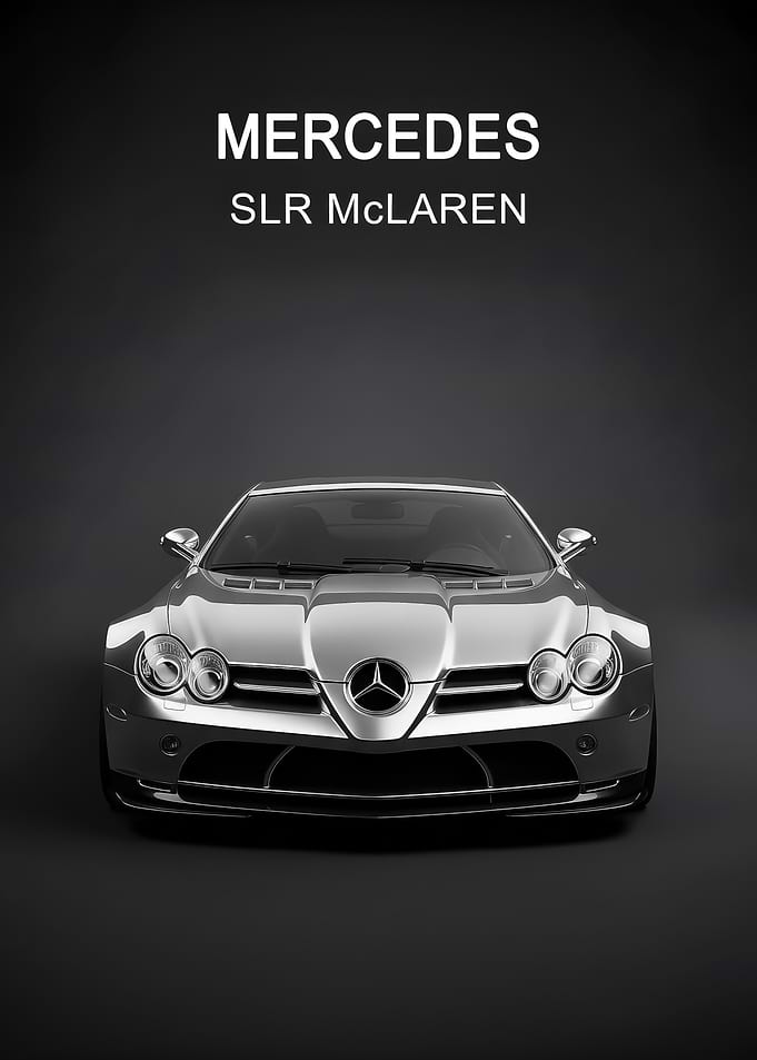 silver Mercedes SLR poster