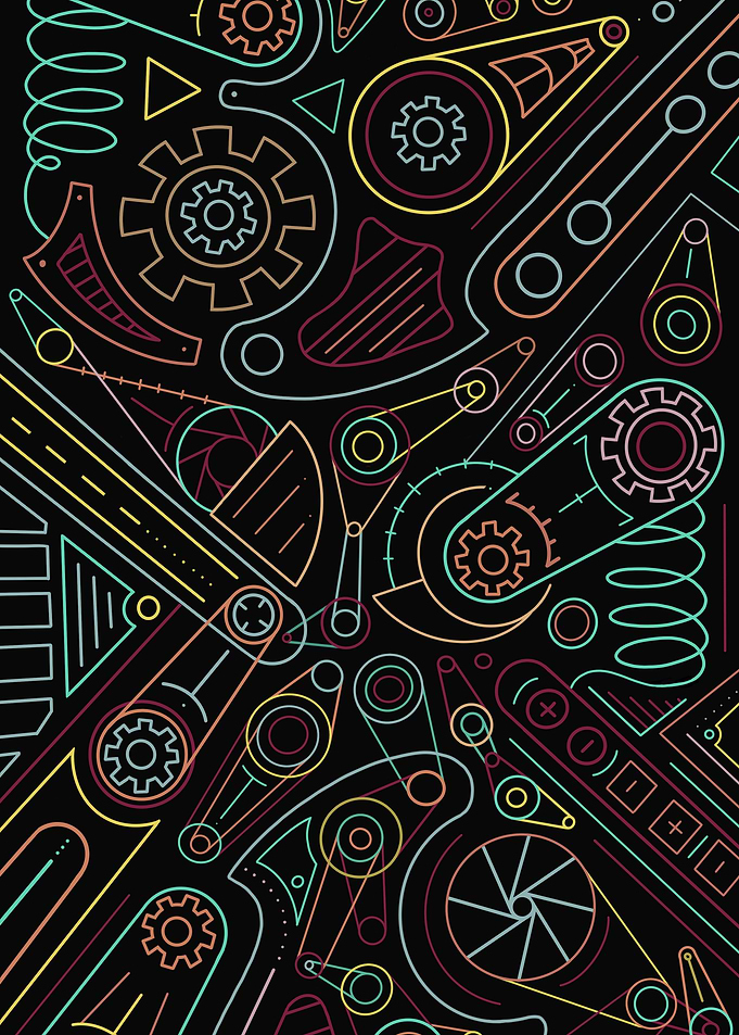 Abstract Mechanical Pattern on Black Background